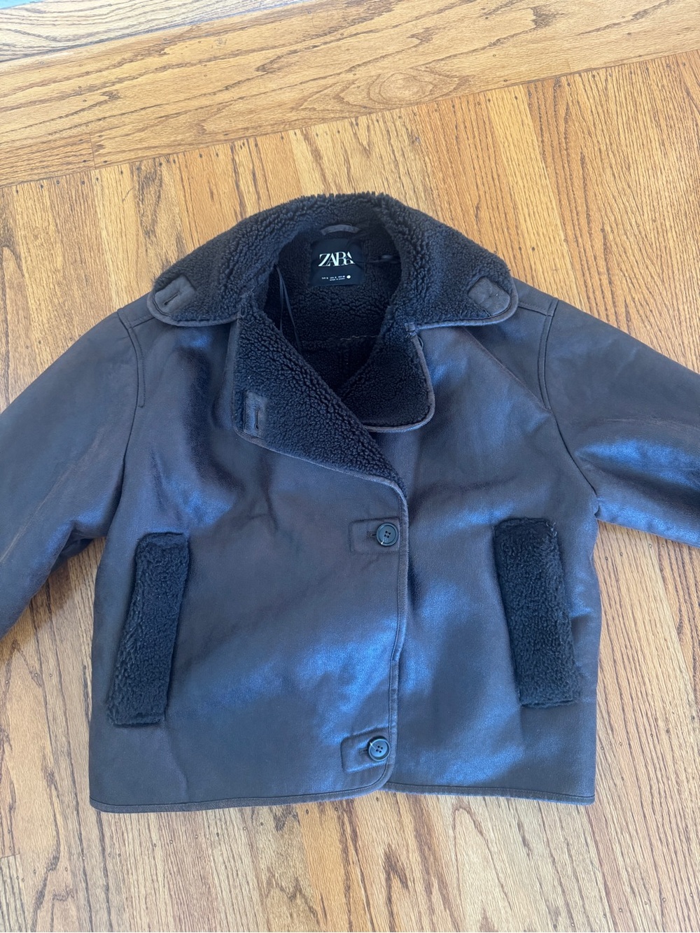 NWOT Zara Brown Faux-Shearling double faced jacket